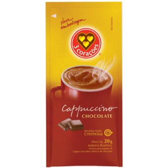 Café Cappuccino 3 Corações Chocolate Sachê 20G