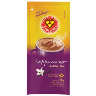 Café Cappuccino 3 Corações Baunilha Sachê 20G