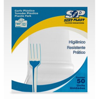 Garfo Plástico Sobremesa Sert Plast 50Un