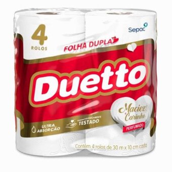 Papel Higiênico Duetto Folha Dupla Perfumado 4Un 30Mx10Cm