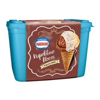 Sorvete Nestlé Tradicional Napolitano Flocos Pote 1,5 Litro