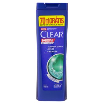 Shampoo Clear Anticaspa Men Limpeza Diária Leve 400ml Pague 330Ml