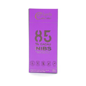 Chocolate Barra Espírito Cacau 85% com Nibs 80G