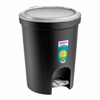 Lixeira Com Pedal Redonda Sanremo Preta 13,5L