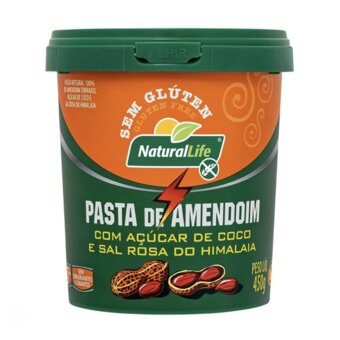 Pasta Amendoim Acucar de Coco Sal do Himalaia Nat Life Sem Gluten 450G 