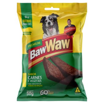 Bifinho Para Cães Baw Waw Carne E Vegetais Para Adultos Embalagem 50G