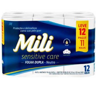 Papel Higiênico Mili Folha Dupla Neutro 30M L12P11