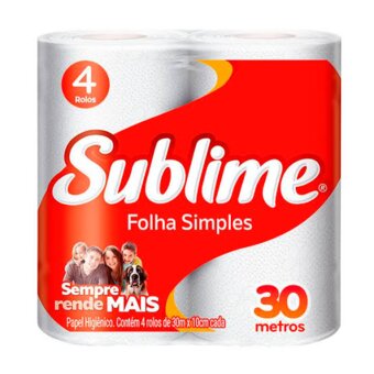 Papel Higienico Sublime Folha Simples Neutro 30m 4un