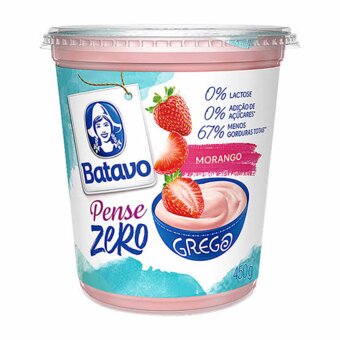 Iogurte Batavo Grego Pense Zero Morango 450g