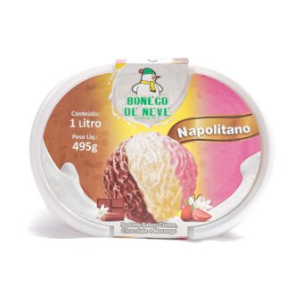 Sorvete Boneco De Neve Napolitano 1 Litro