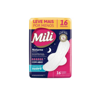 Absorvente Mili Noturno Suave L16p14 C/abas