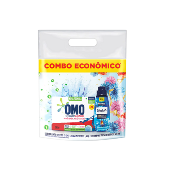 Lava Roupa em Pó Omo 1.6KG+Amac Comfort 500ML