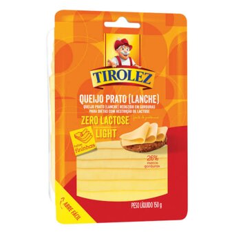 Queijo Prato Tirolez Lanche S/ Lactose Fatiado 150g