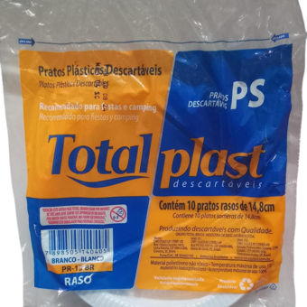 PRATO DESCARTÁVEL TOTALPLAST 15CM BRANCO 10UND