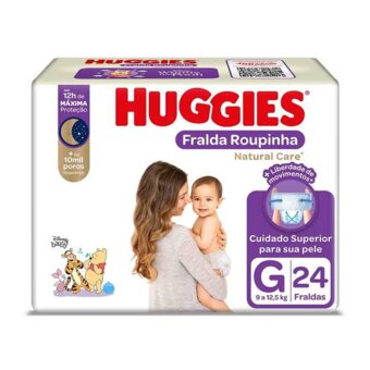 Fralda Huggies Roupinha Natural Care Mega G 24un