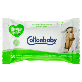 Toalha Umedecida Cottonbaby Cuidado da Pele 50un