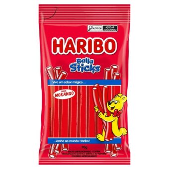 Bala Recheada Haribosticks Morango 70g 