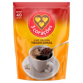 Cafe 3 Coracoes Soluvel Sache Tradicional 40g