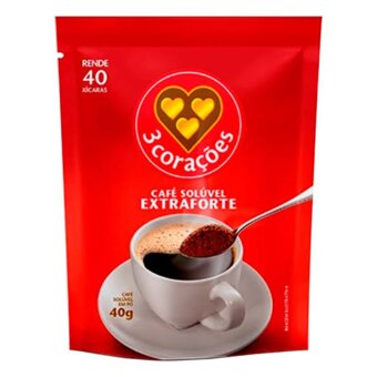 Cafe 3 Coracoes Soluvel Sache Extra Forte 40g