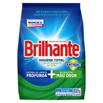 Lava Roupas Sanitizante em Pó Brilhante Higiene Total 800g
