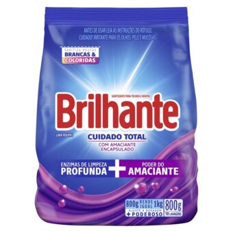 Lava Roupa Em Pó Brilhante Cuidado Total Sachê 800G