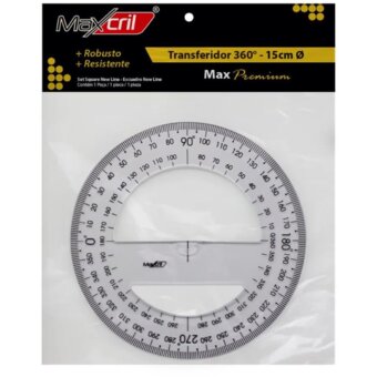 Transferidor Maxcril Cristal 360° 15cm