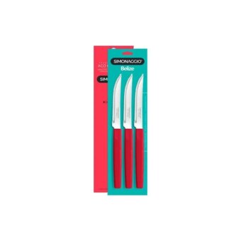 Faca Mesa Simonaggio Belize Vermelho 3 Peças