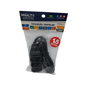 Extensao Multicraft 1.5m 2p+t 10a Preto