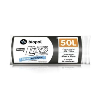 Saco Lixo Biopol Extra Reforcado Preto 50l 20un