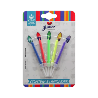 Vela Aniversario Junco Chama Colorida 5un