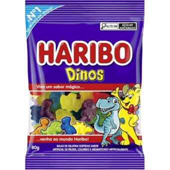 BALA GELATINA HARIBO 80G DINOS