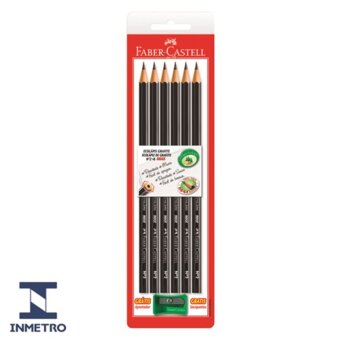 Lápis Grafite Faber Castell Embalagem 6Un + Grátis Apontador