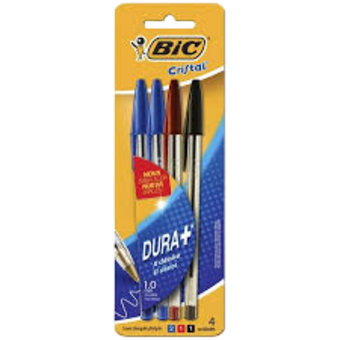 CANETA BIC CRIST 4UN AZ/AZ/VM/PT