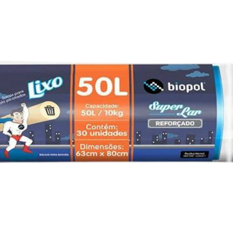 SACO LIXO BIOPOL 50L 20UN EX REF AZUL