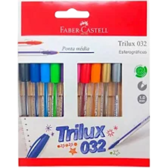 CANETA ESFER F CASTELL TRILUX 10UN COLOR