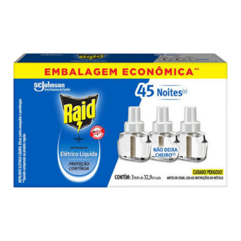 REPELENTE LIQ ELET RAID REF CX 3UN 32.9ML 45NOITES