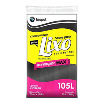 SACO LIXO BIOPOL 105L 10UN EXT REF PTO