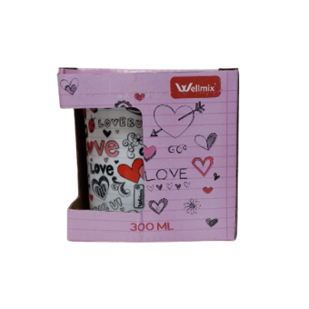 CANECA WELLMIX CERAMICA 300ML LOVE KISS
