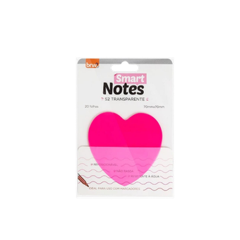 BLOCO NOTAS BRW CORAÇÃO ROSA 70X70MM 20F