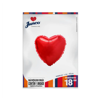 BALÃO JUNCO METALIZ N.18 CORAÇÃO VERM