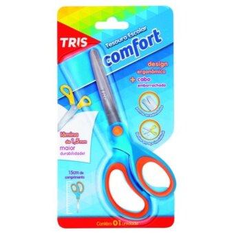 Tesoura Escolar Tris Confort 15Cm