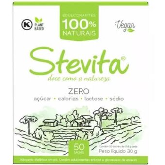 Adoçante Em Pó 100% Stevia Stevita 50 unidades Sachê 