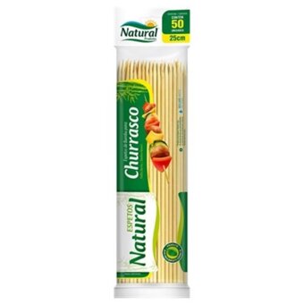 Espeto Churrasco Natural Bambu 25Cm Embalagem 50 Un