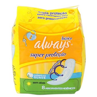 Absorvente Always Sem Abas Básico Malha Suave 8Und.