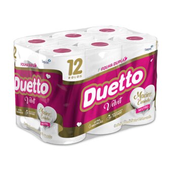 Papel Higiênico Duetto Velvet Folha Dupla 30M Embalagem Leve 12Un Pague 11Un