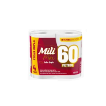 Papel Higiênico Mili Folha Dupla Dual 60M Pacote 4 Rolos