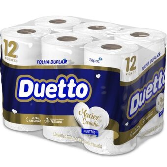 Papel Higiênico Folha Dupla Duetto Neutro 30M 12Und