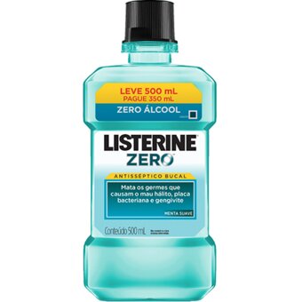 Antisséptico Bucal Listerine Zero Álcool Menta Suave Leve 500Ml Pague 350Ml