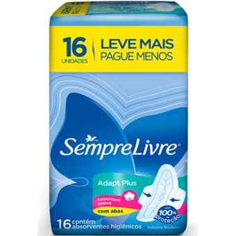 Absorvente Sempre Livre Adaptador Suave Com Abas Leve Mais Pague Menos 16Und.