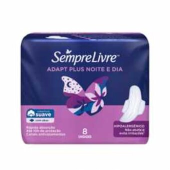 Absorvente Sempre Livre Noturno Suave Com Abas 8Und.
